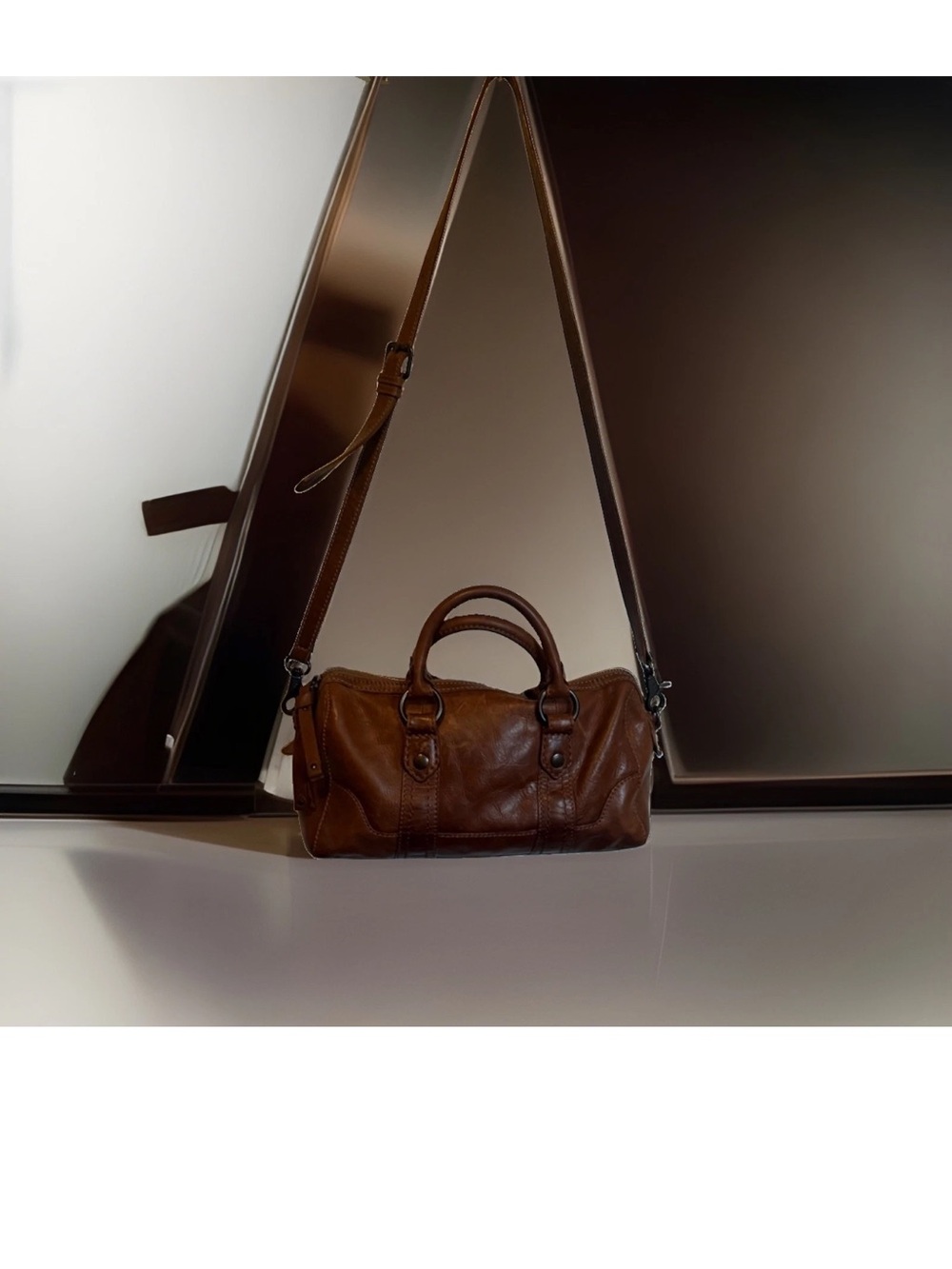 Frye Brown Leather Convertible Crossbody Satchel